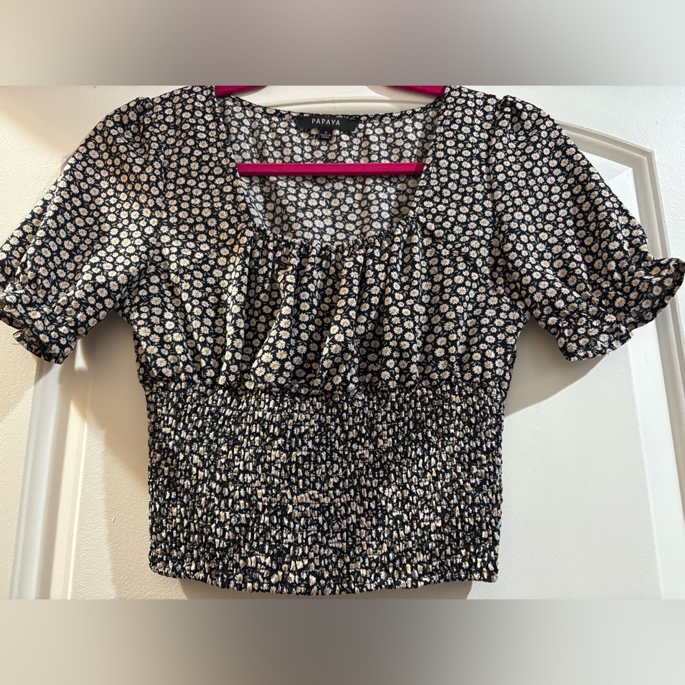 Papaya Black and White Patterned Blouse